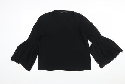 Zara Woman Black Bell Sleeve Blouse XS Women's Woven Top