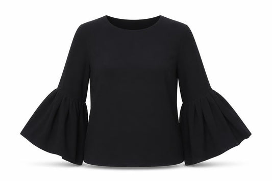 Zara Woman Black Bell Sleeve Blouse XS Women's Woven Top
