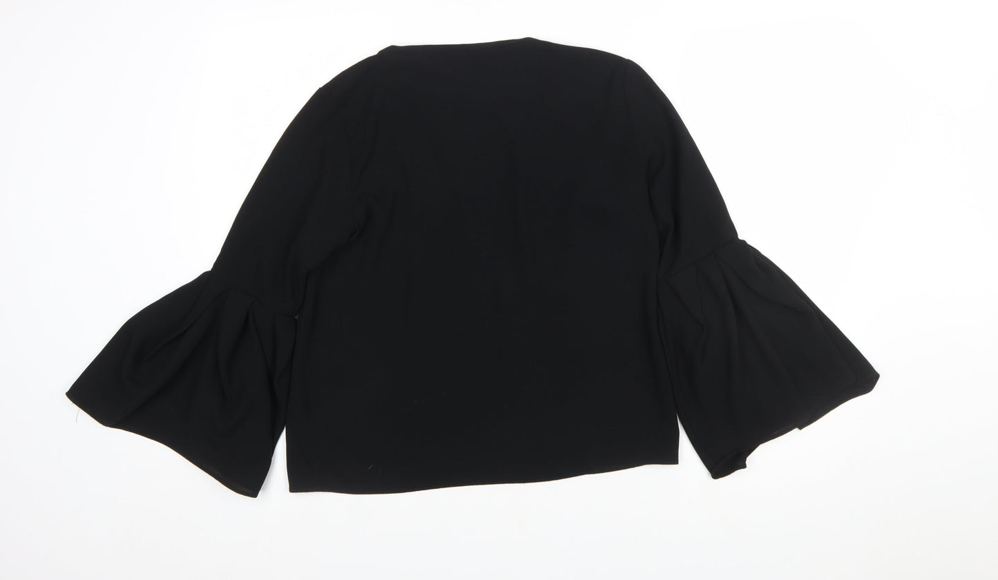 Zara Woman Black Bell Sleeve Blouse XS Women's Woven Top