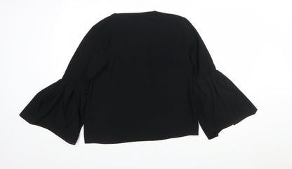 Zara Woman Black Bell Sleeve Blouse XS Women's Woven Top