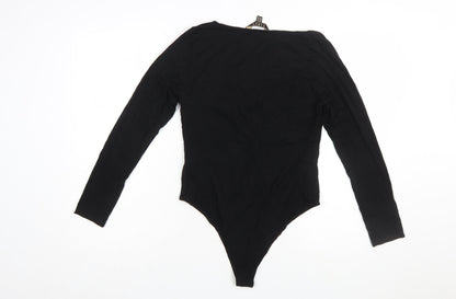 Lipsy London Women's Black Long Sleeve Bodysuit UK 14 Viscose Blend