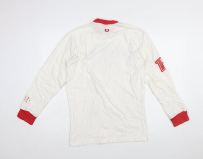 NBA Licensed Men's White Red Long Sleeve Detroit Pistons T-Shirt Size S
