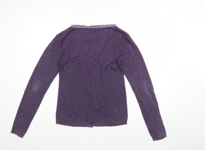 Kew Women Purple Cardigan L Long Sleeve V-Neck Knit