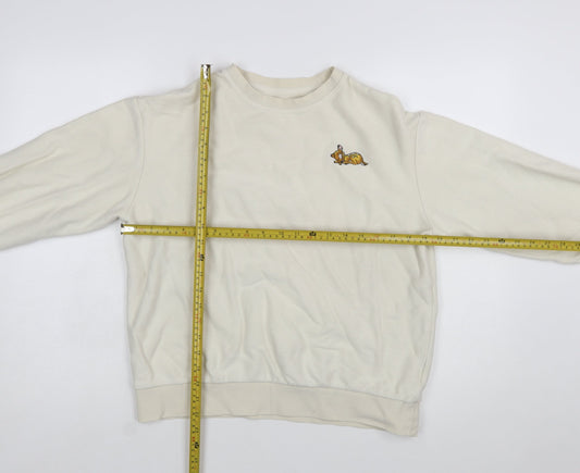 Disney Bambi Beige Women's Sweatshirt Small Pullover Embroidered Cartoon