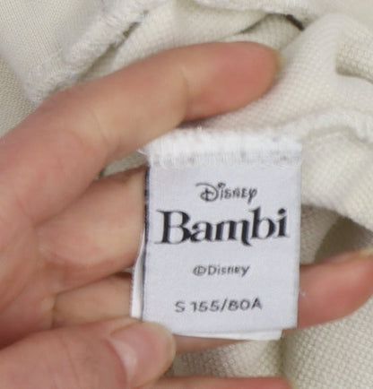 Disney Bambi Beige Women's Sweatshirt Small Pullover Embroidered Cartoon