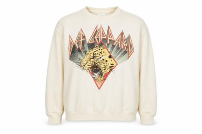 Def Leppard Women's Beige Graphic Crew Neck Sweatshirt Size M 12/14