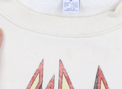 Def Leppard Women's Beige Graphic Crew Neck Sweatshirt Size M 12/14