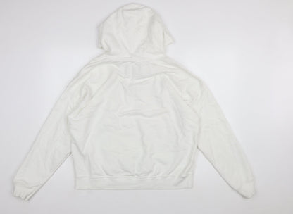 Champion Mens White Pullover Hoodie L Logo Athletic Fleece Sweatshirt