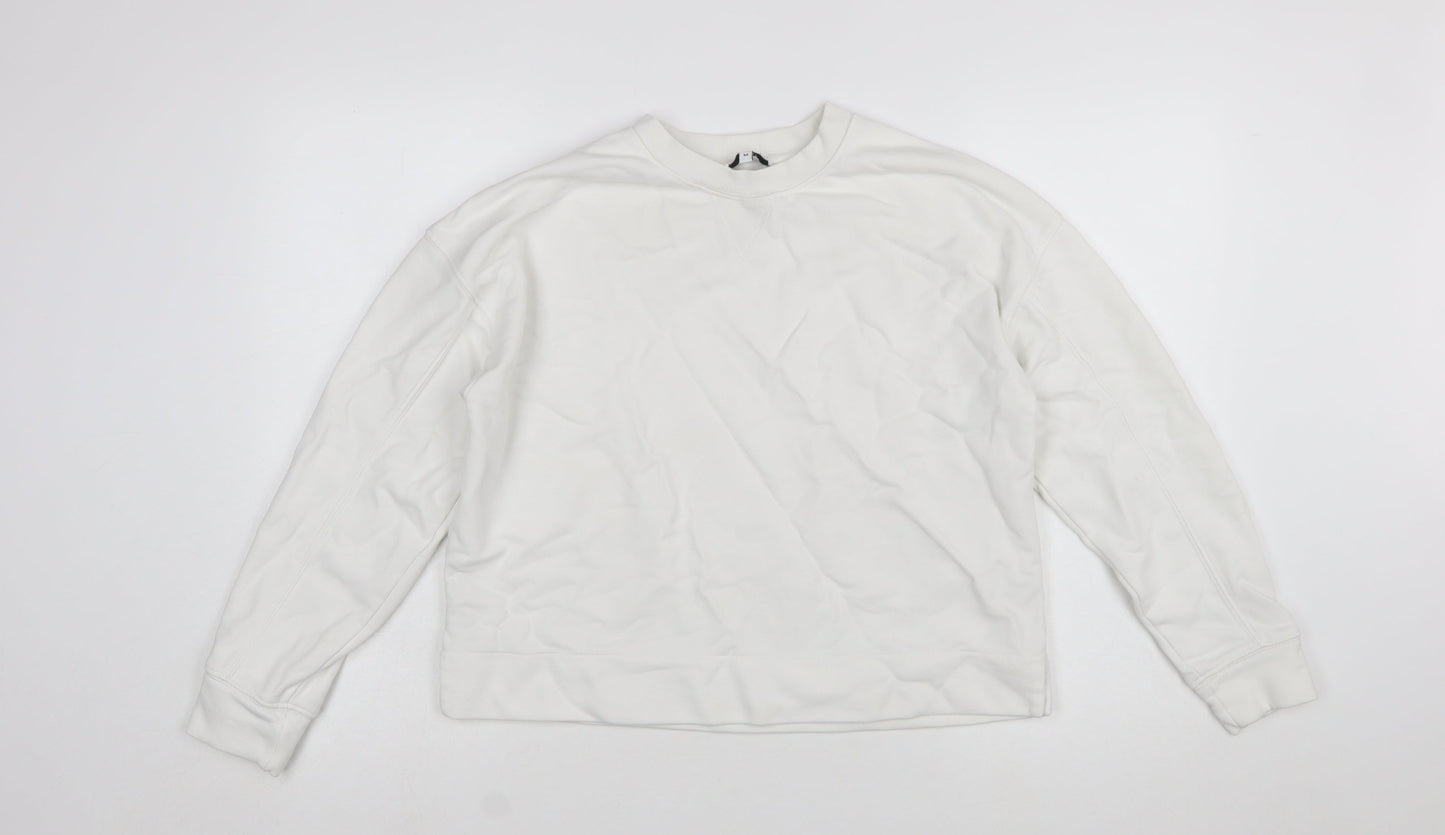 Reiss Womens White Cotton Blend Crew Neck Pullover Sweatshirt M