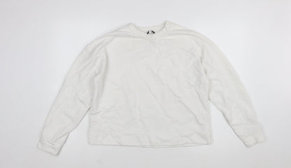 Reiss Womens White Cotton Blend Crew Neck Pullover Sweatshirt M