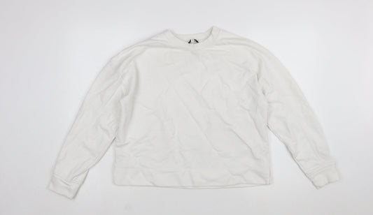 Reiss Womens White Cotton Blend Crew Neck Pullover Sweatshirt M