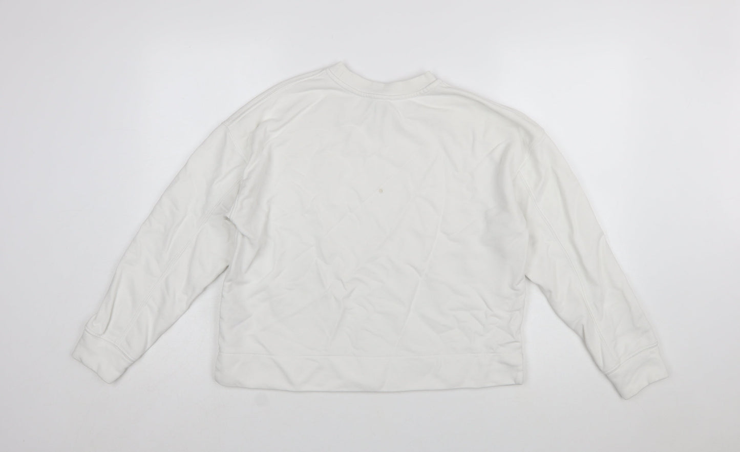 Reiss Womens White Cotton Blend Crew Neck Pullover Sweatshirt M