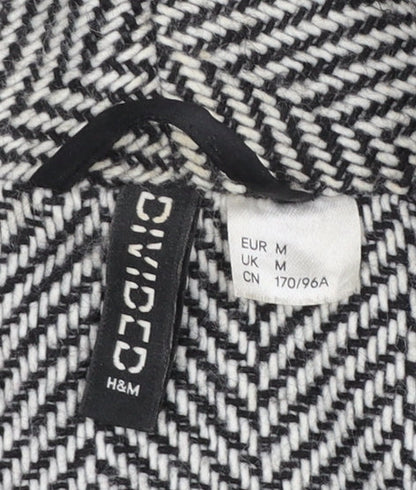 H&M Divided Women's Grey Herringbone Pea Coat Size M Wool Blend