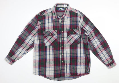 GFC Trading Co. Men's Multicoloured XL Flannel Plaid Button-Up Shirt