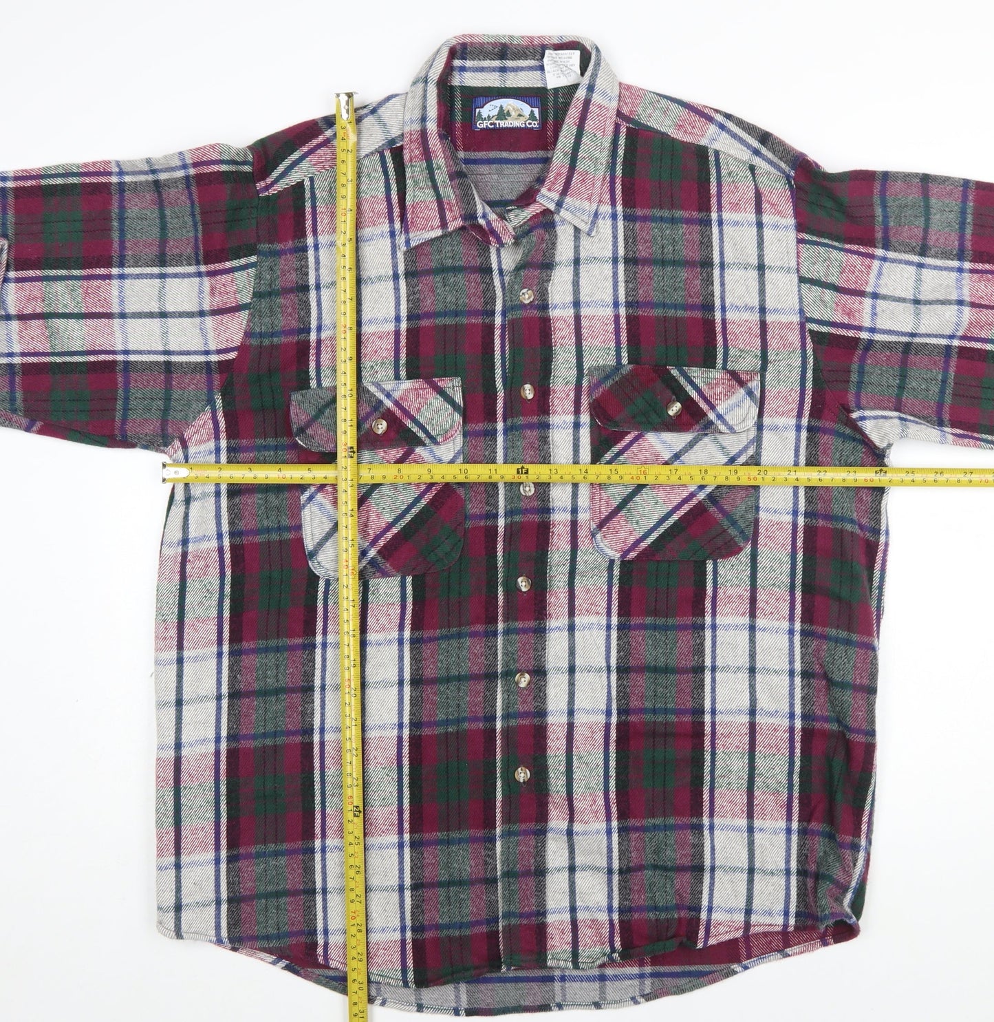 GFC Trading Co. Men's Multicoloured XL Flannel Plaid Button-Up Shirt