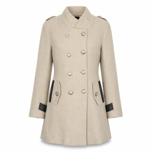 Momoco Womens Beige Military Style Long Coat Size 8
