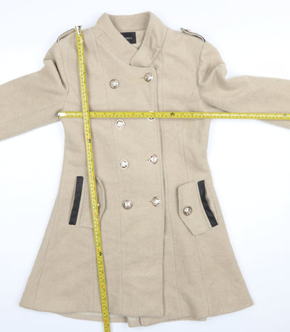 Momoco Womens Beige Military Style Long Coat Size 8