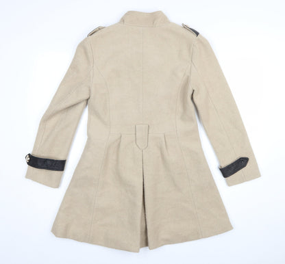 Momoco Womens Beige Military Style Long Coat Size 8