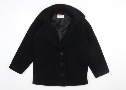 John Lewis ANYDAY Women's Black Fleece Pea Coat XS