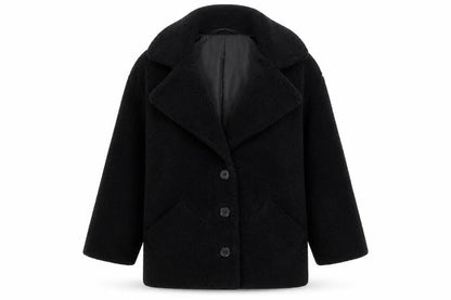 John Lewis ANYDAY Women's Black Fleece Pea Coat XS