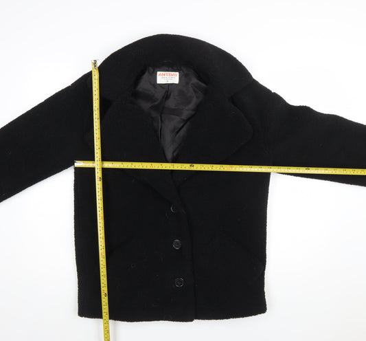 John Lewis ANYDAY Women's Black Fleece Pea Coat XS