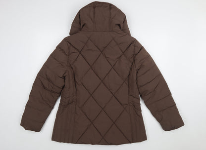 Tu Women Brown Quilted Hooded Puffer Jacket Size 14