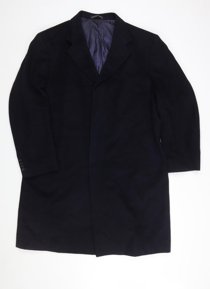 Greenwoods Elite Men's Black Wool Cashmere Overcoat Size 44 Classic Fit
