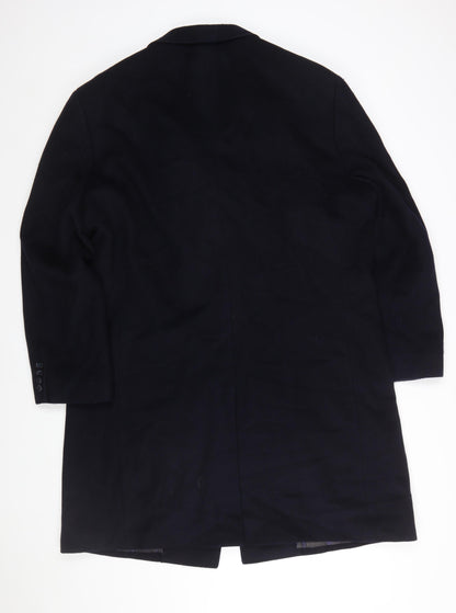 Greenwoods Elite Men's Black Wool Cashmere Overcoat Size 44 Classic Fit