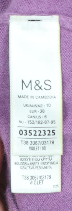 Marks and Spencer Women Purple Roll Neck 100% Cashmere Jumper Size 10