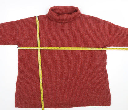 Lefties Womens Red Roll Neck Ribbed Knit Jumper Size 12