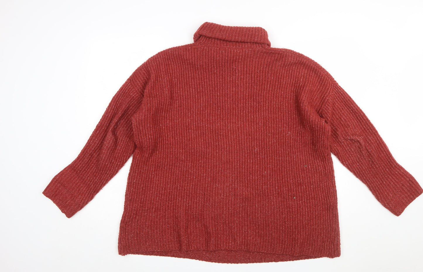 Lefties Womens Red Roll Neck Ribbed Knit Jumper Size 12