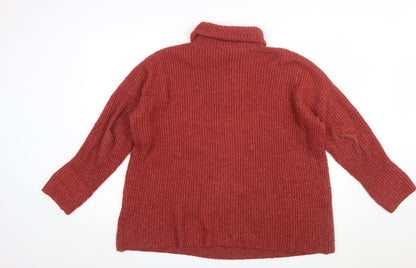 Lefties Womens Red Roll Neck Ribbed Knit Jumper Size 12