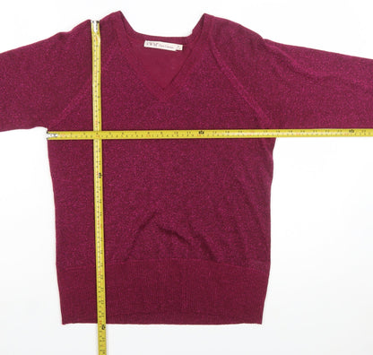 EWM Women’s Purple V-Neck Long Sleeve Knit Jumper Size M 14-16