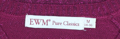 EWM Women’s Purple V-Neck Long Sleeve Knit Jumper Size M 14-16