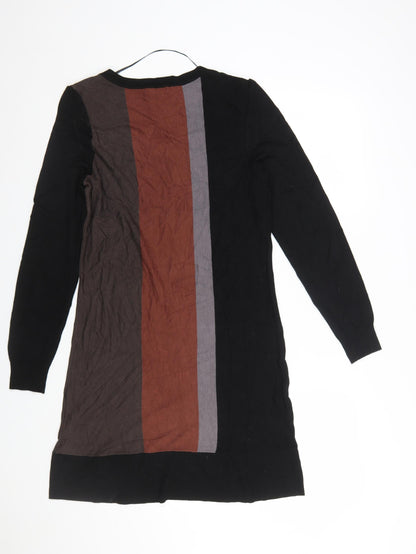 F&F Women’s Black Brown Colourblock Knit Shift Dress Size 14