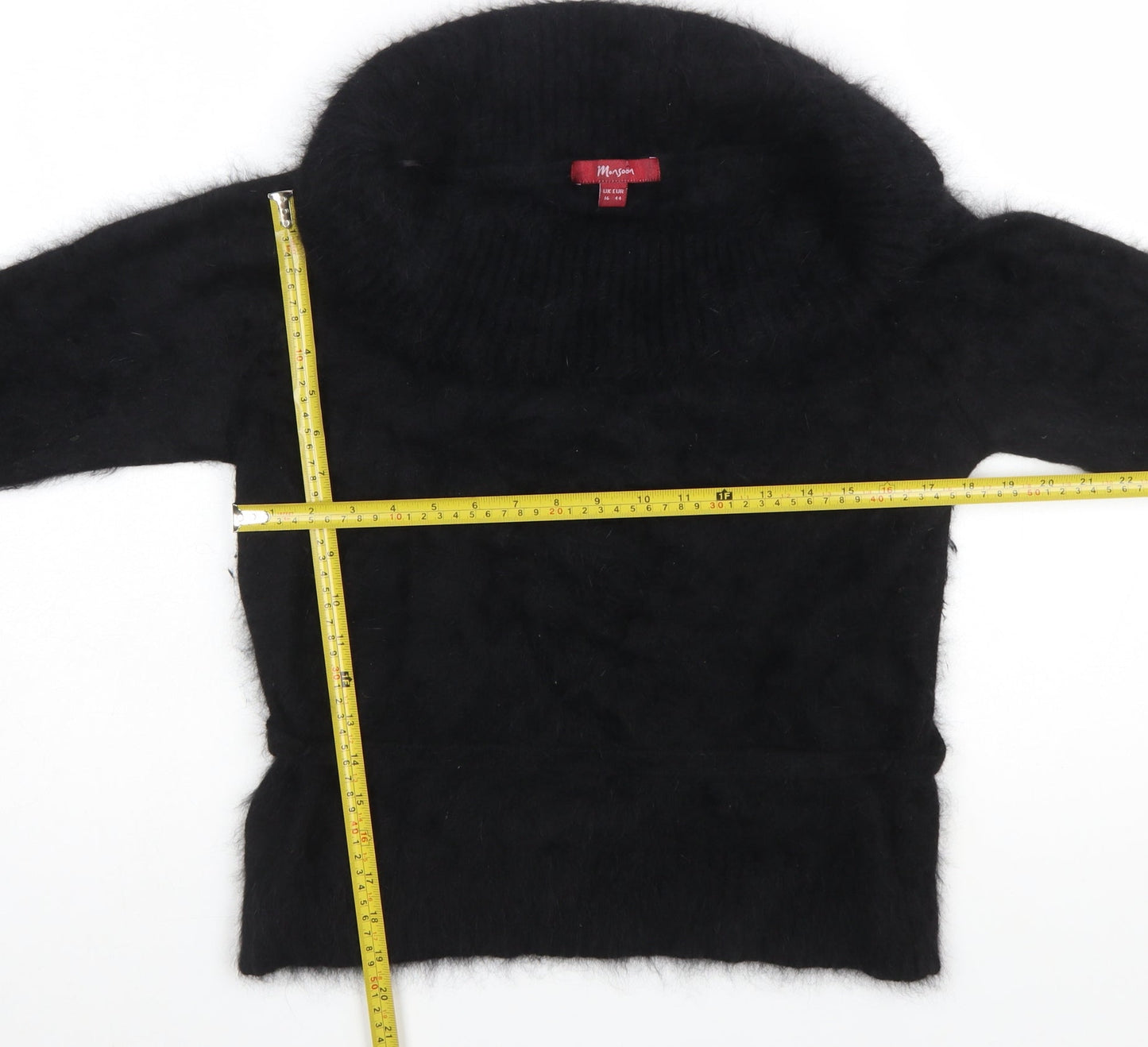 Monsoon Womens Black Angora Blend Cowl Neck Pullover Jumper Size 16