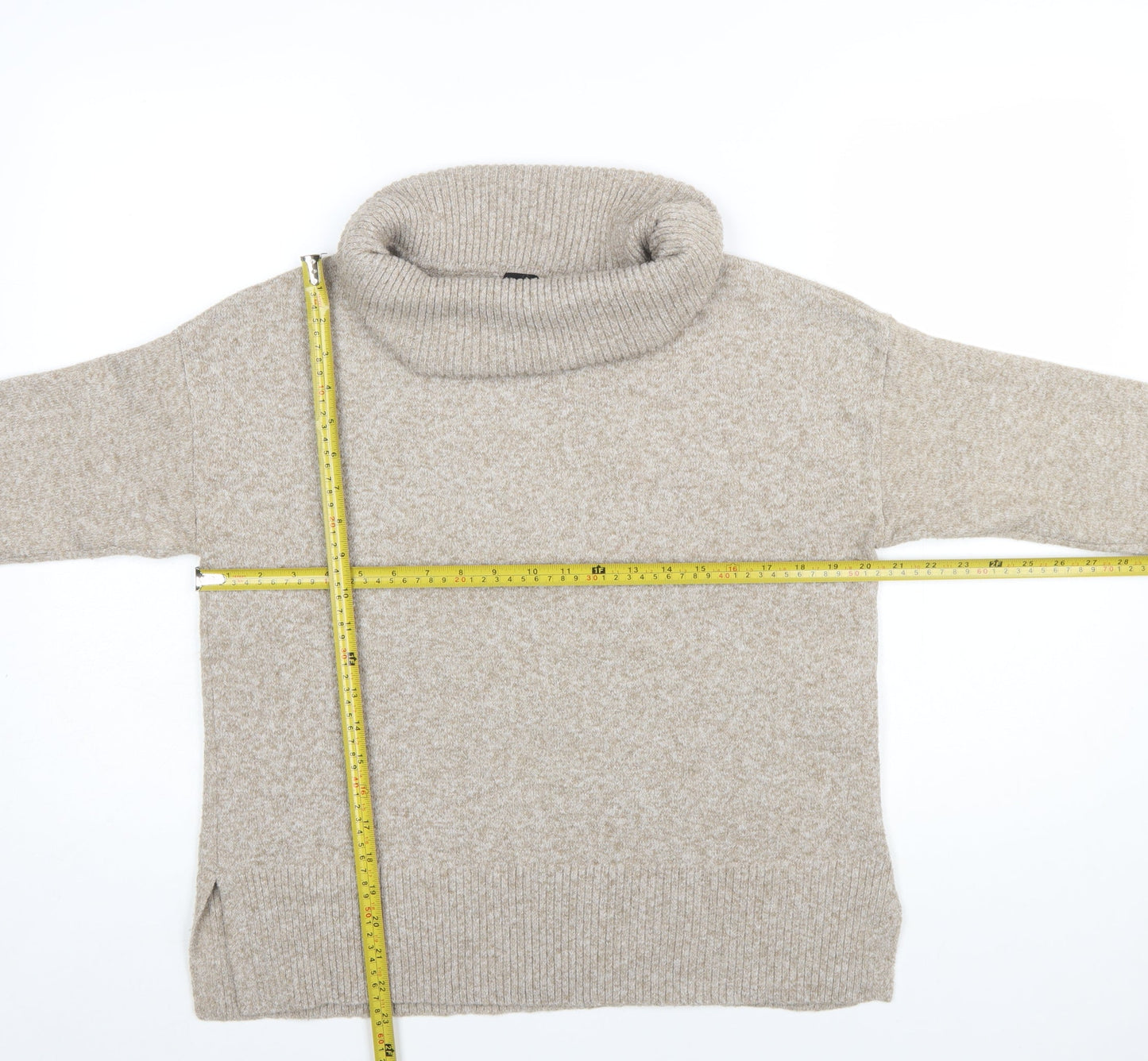 Vero Moda Women's Beige Roll Neck Jumper Size S Relaxed Fit Winter Knit