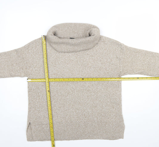 Vero Moda Women's Beige Roll Neck Jumper Size S Relaxed Fit Winter Knit