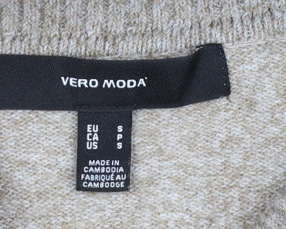Vero Moda Women's Beige Roll Neck Jumper Size S Relaxed Fit Winter Knit