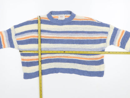 Pull&Bear Women’s Multicoloured Striped Chunky Knit Jumper Size 12