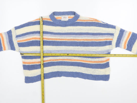 Pull&Bear Women’s Multicoloured Striped Chunky Knit Jumper Size 12