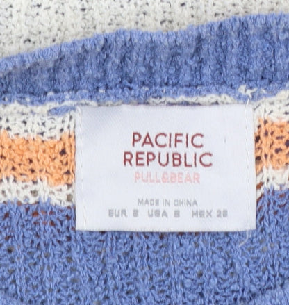 Pull&Bear Women’s Multicoloured Striped Chunky Knit Jumper Size 12