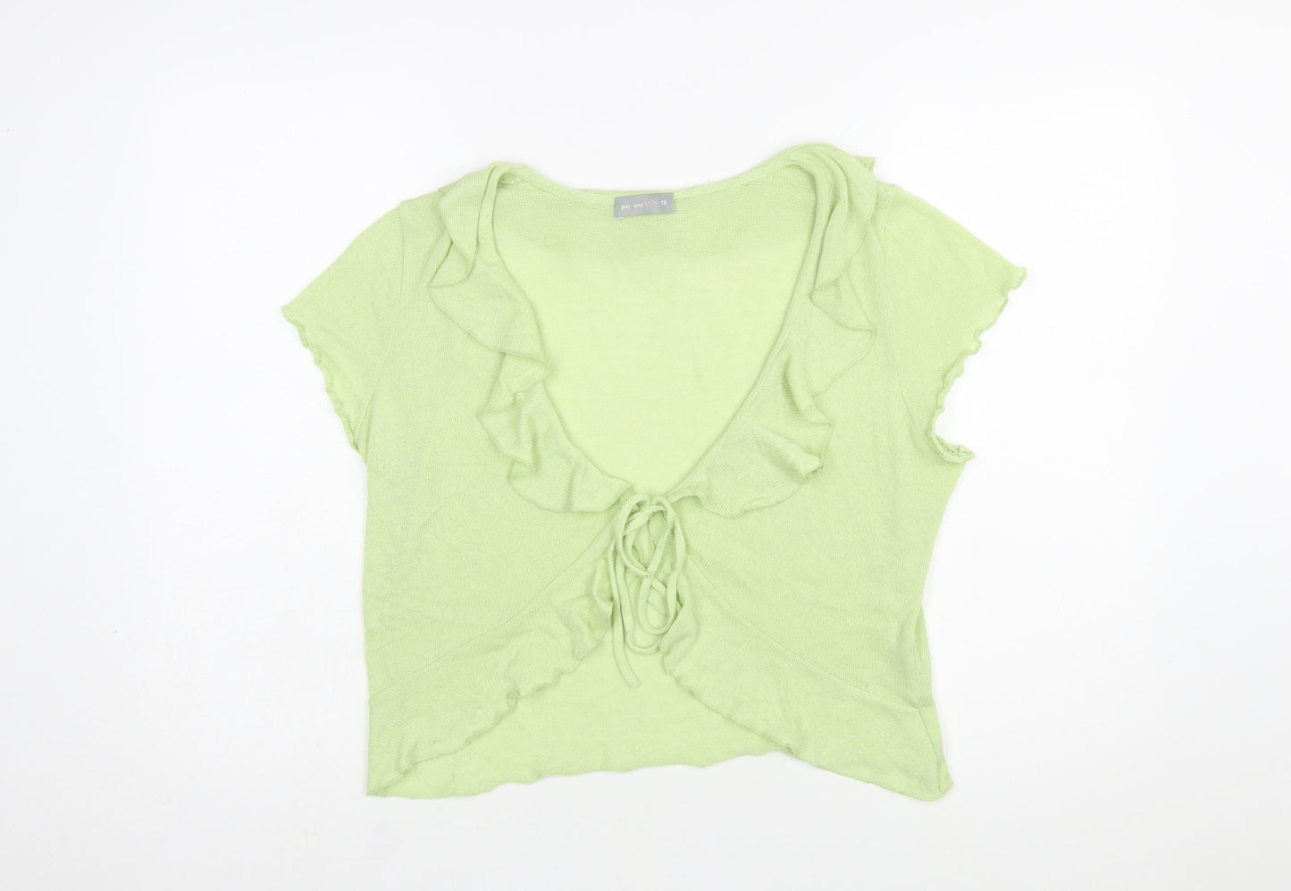 Marks and Spencer Per Una Green Ruffle Cardigan Women Size 18