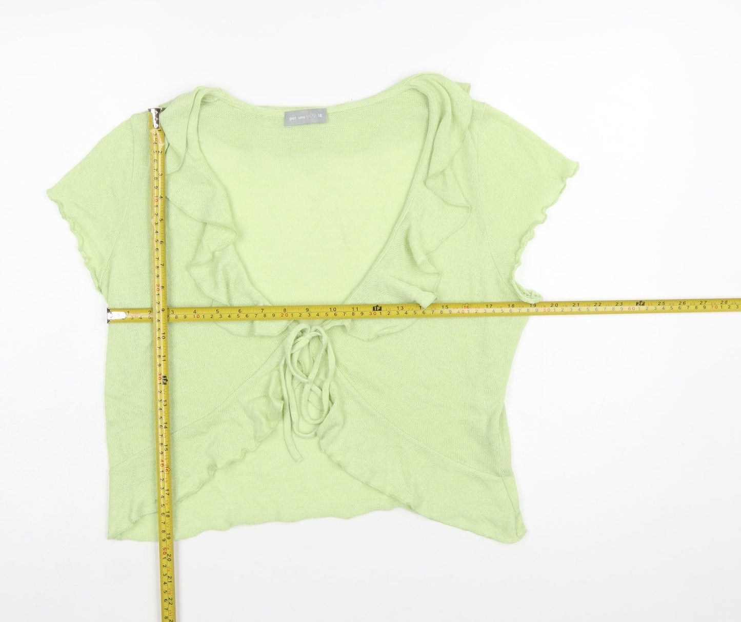Marks and Spencer Per Una Green Ruffle Cardigan Women Size 18
