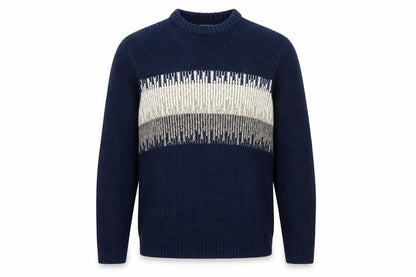 Marks & Spencer Men's Blue Geometric Wool Blend Crew Neck Jumper M