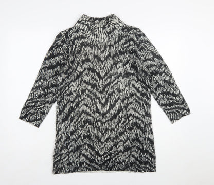 Marks and Spencer Women’s Black Animal Print Roll Neck Jumper Dress Size 12