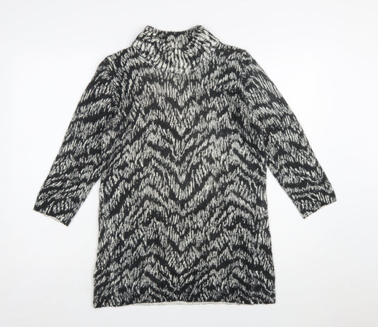 Marks and Spencer Women’s Black Animal Print Roll Neck Jumper Dress Size 12