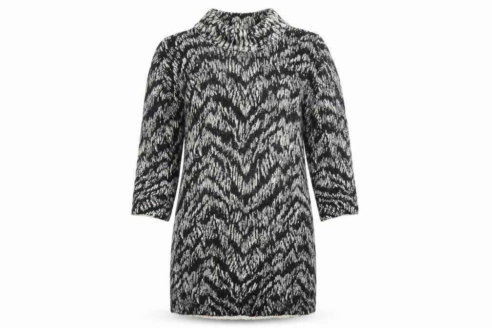 Marks & Spencer Women’s Black Animal Print Roll Neck Jumper Dress Size 12