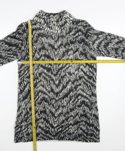 Marks and Spencer Women’s Black Animal Print Roll Neck Jumper Dress Size 12