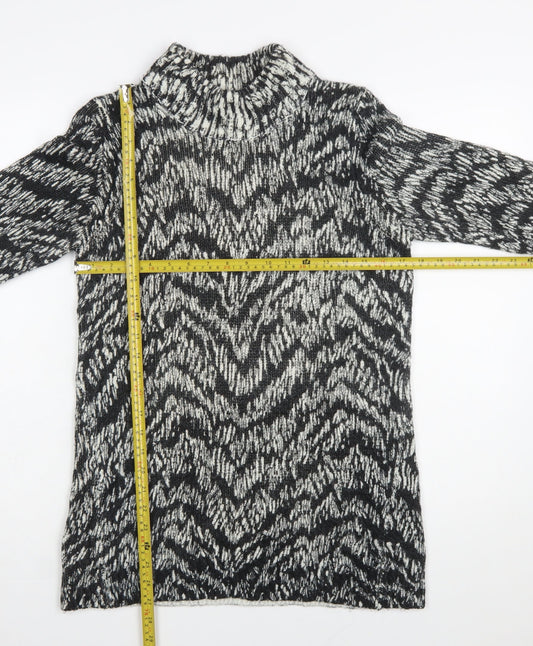 Marks and Spencer Women’s Black Animal Print Roll Neck Jumper Dress Size 12